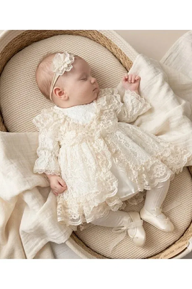 Детский комплект для девочек с кружевными деталями Orchid Mevlütlük Park Bebe, Vintage Cream