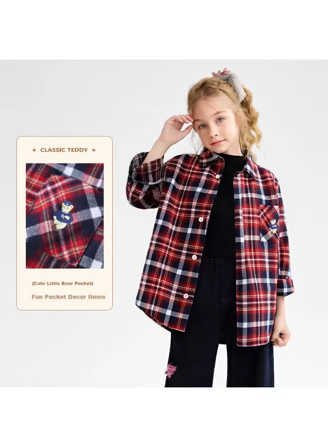 Рубашка с длинным рукавом в клетку Classic Teddy, красный