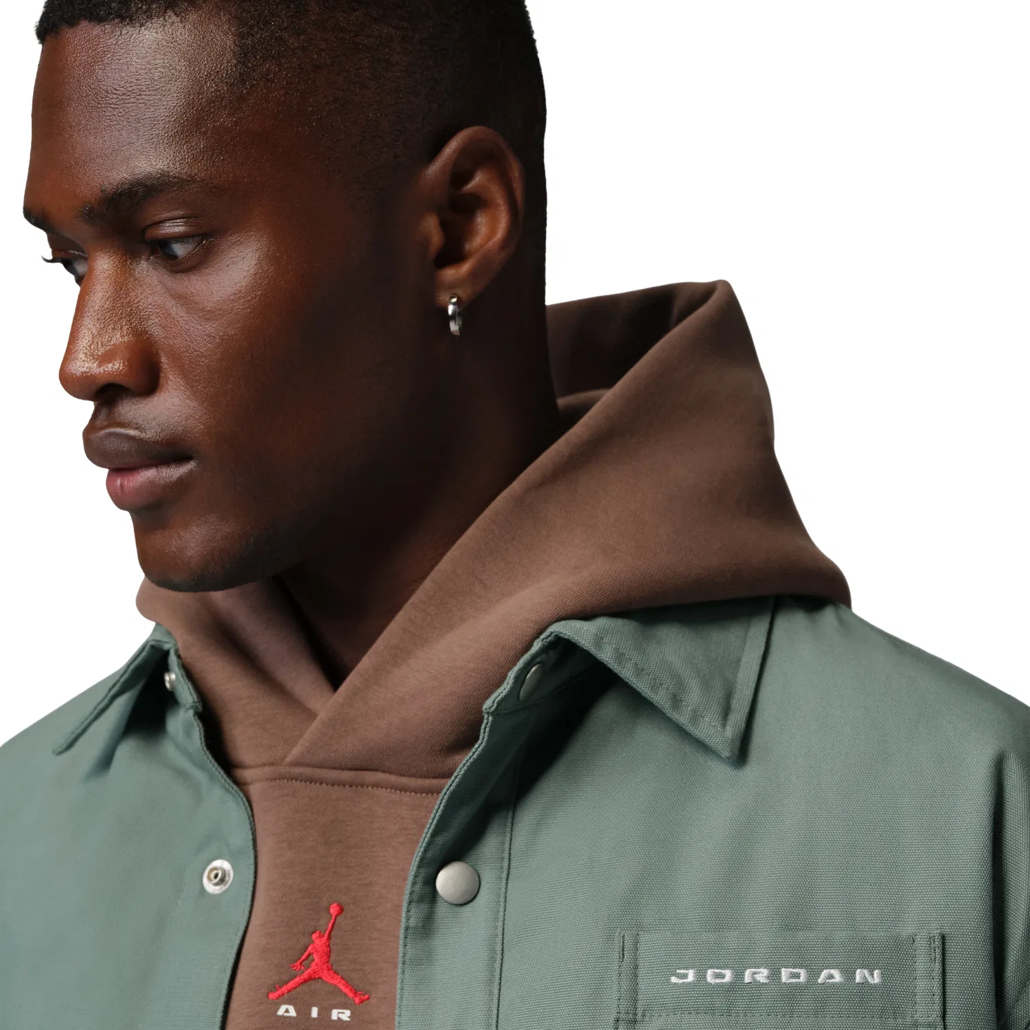 Мужская куртка Flight Mid-Layer Shirt Jacket 'Clay Green Night Forest Black' Jordan, Clay Green/Night Forest/Black — фото 2