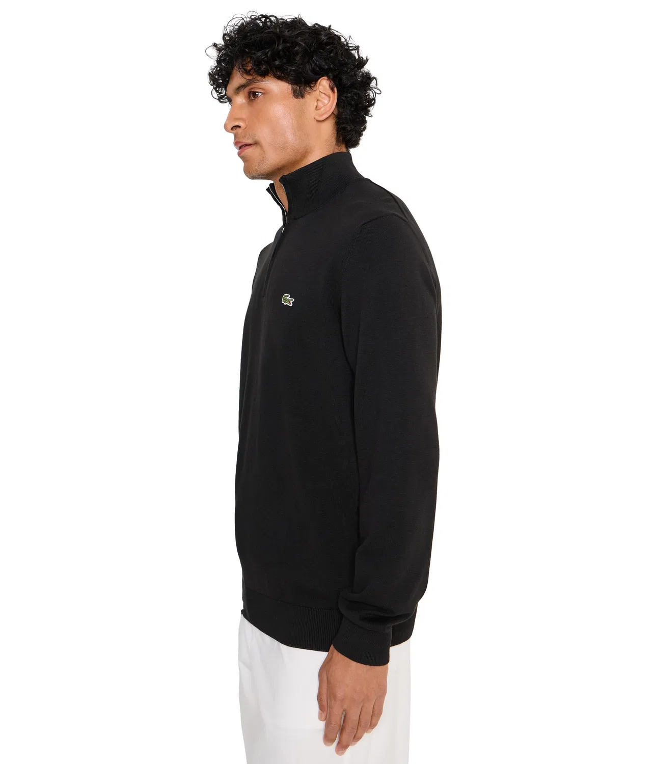 Хлопковый свитер с высоким воротником и застежкой-молнией Lacoste, Black — фото 3