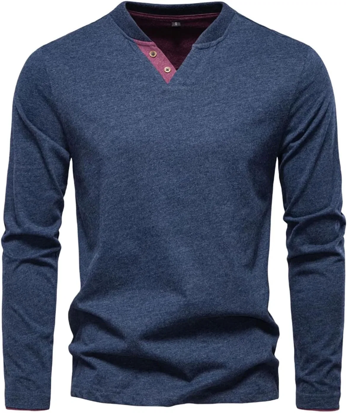 Мужская футболка с длинным рукавом из 100% хлопка Casual, Navy