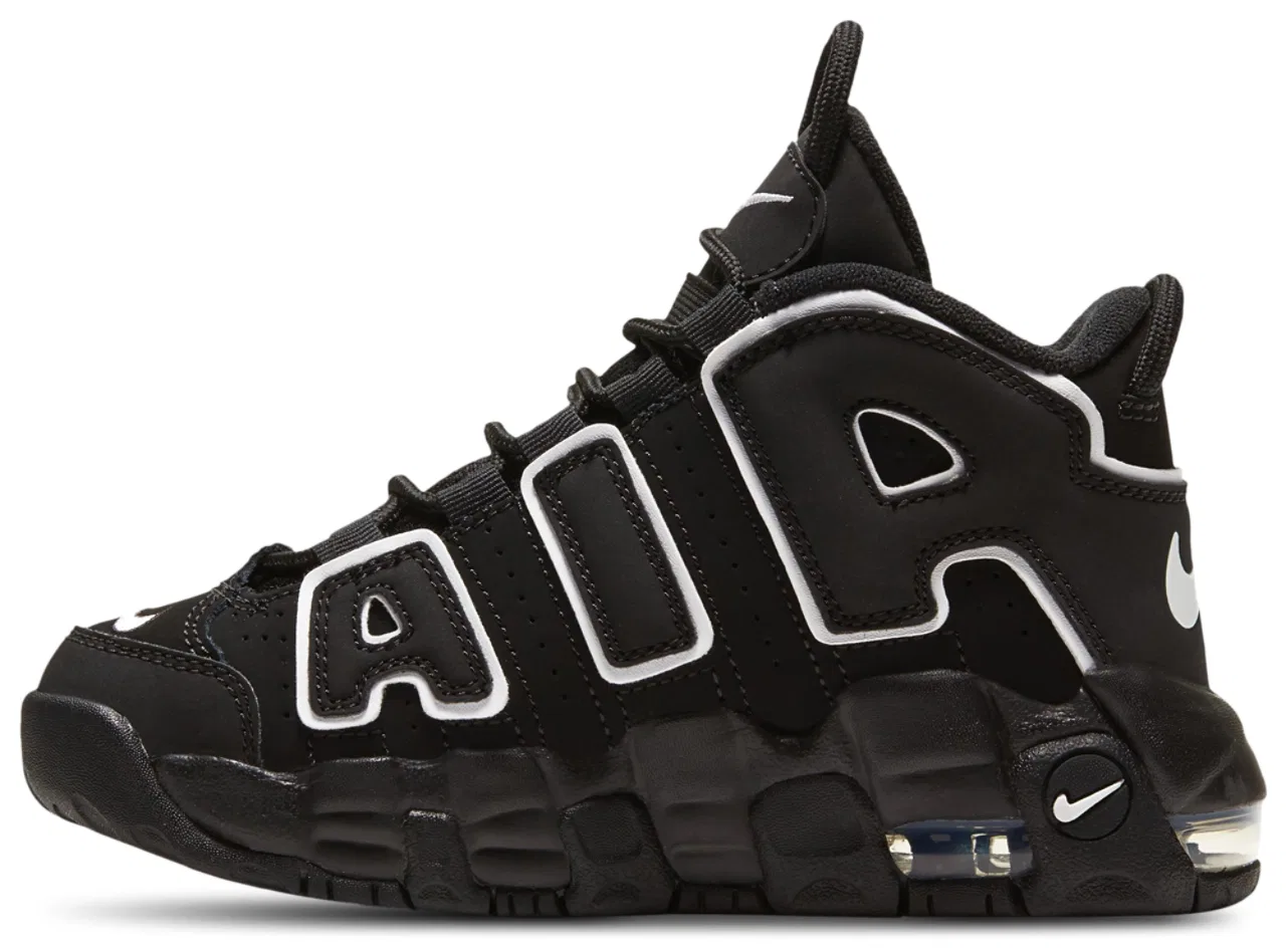 Детские кроссовки для мальчиков с кожаным верхом Nike Air More Uptempo, Nike, Black/Black/White — фото 3