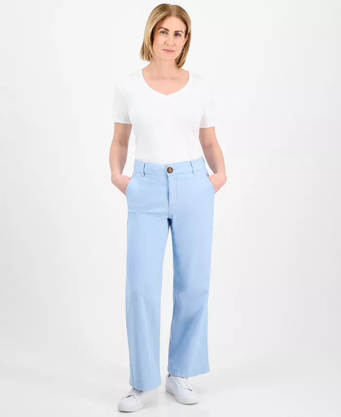 

Узкие брюки с завышенной талией из жаккардовой ткани Style & Co, синий