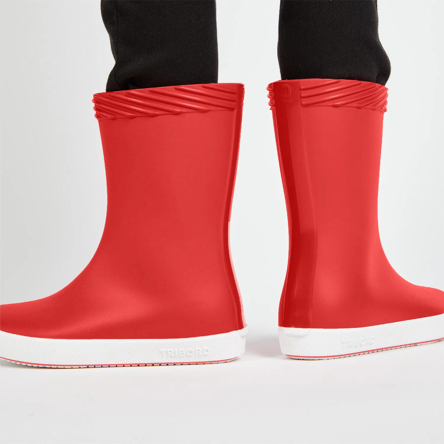 Детские резиновые сапоги Gummistiefel Regenstiefel Kinder 100 Decathlon, Scharlachrot Ultraweiß — фото 4
