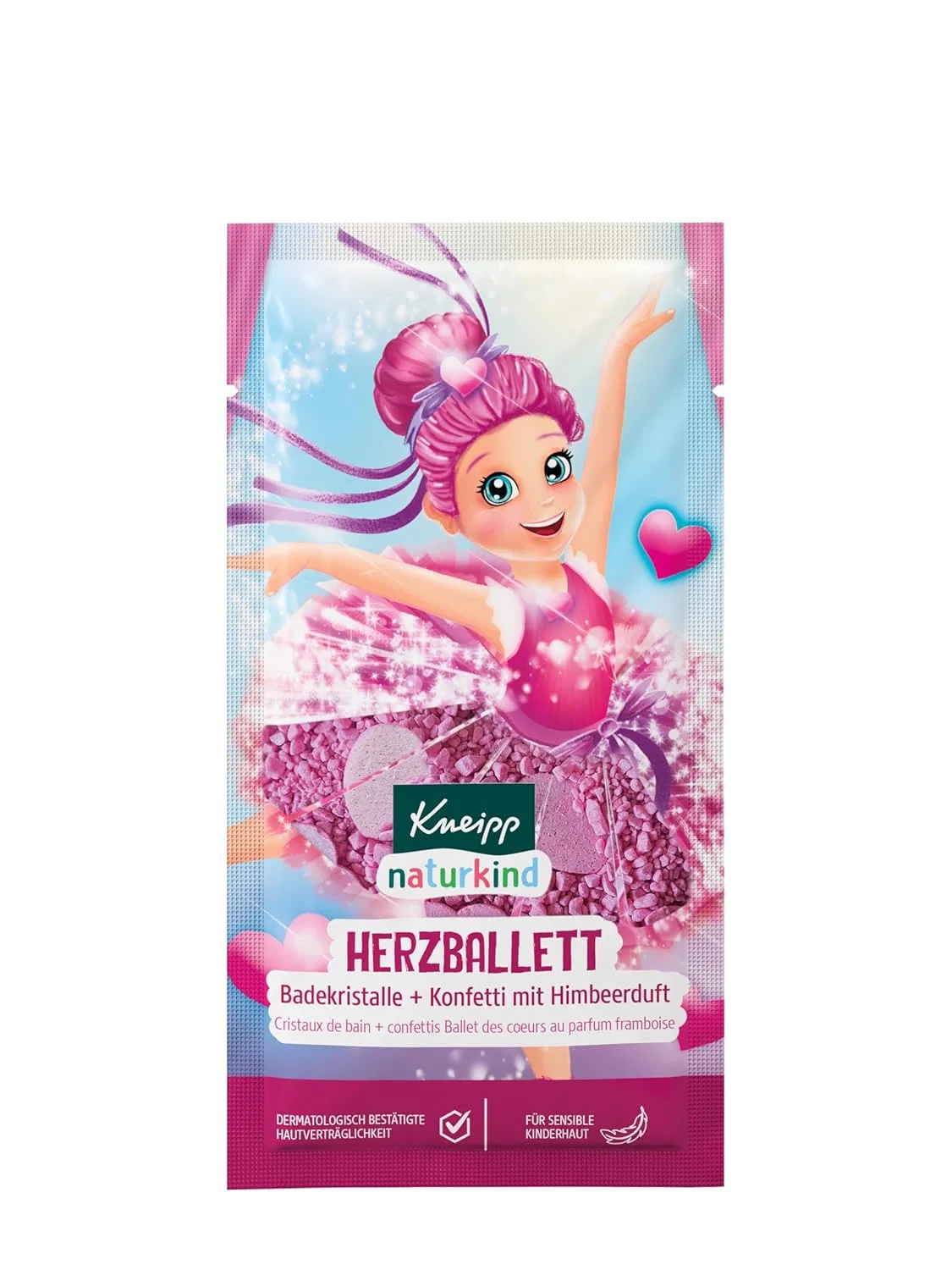 Соль для ванны с конфетти Kneipp Heart Ballet, малиновый аромат, 40 г, Мультиколор