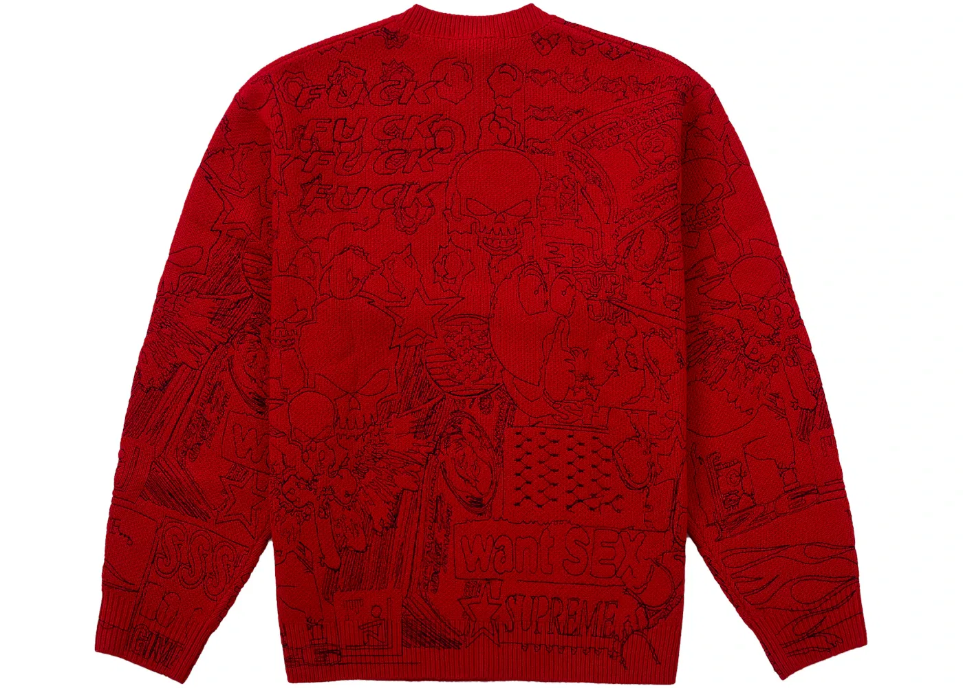 Мужской свитер с вышивкой Supreme Collage Sweater Supreme, Red — фото 2