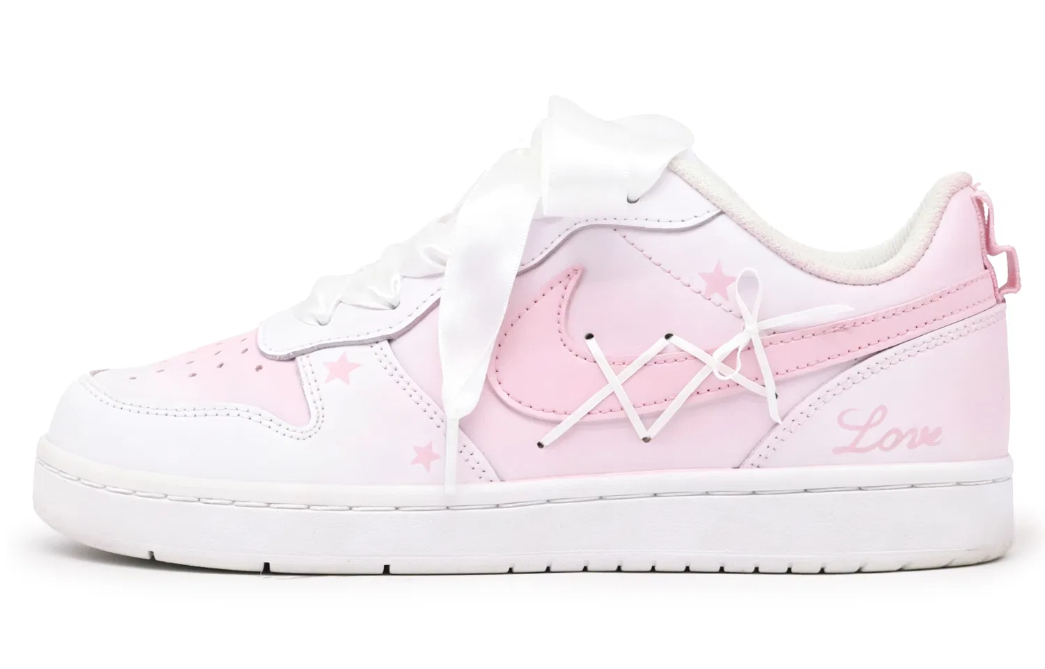 Детские скейтборд-кроссовки Nike Court Borough Low Top, Pink White — фото 3