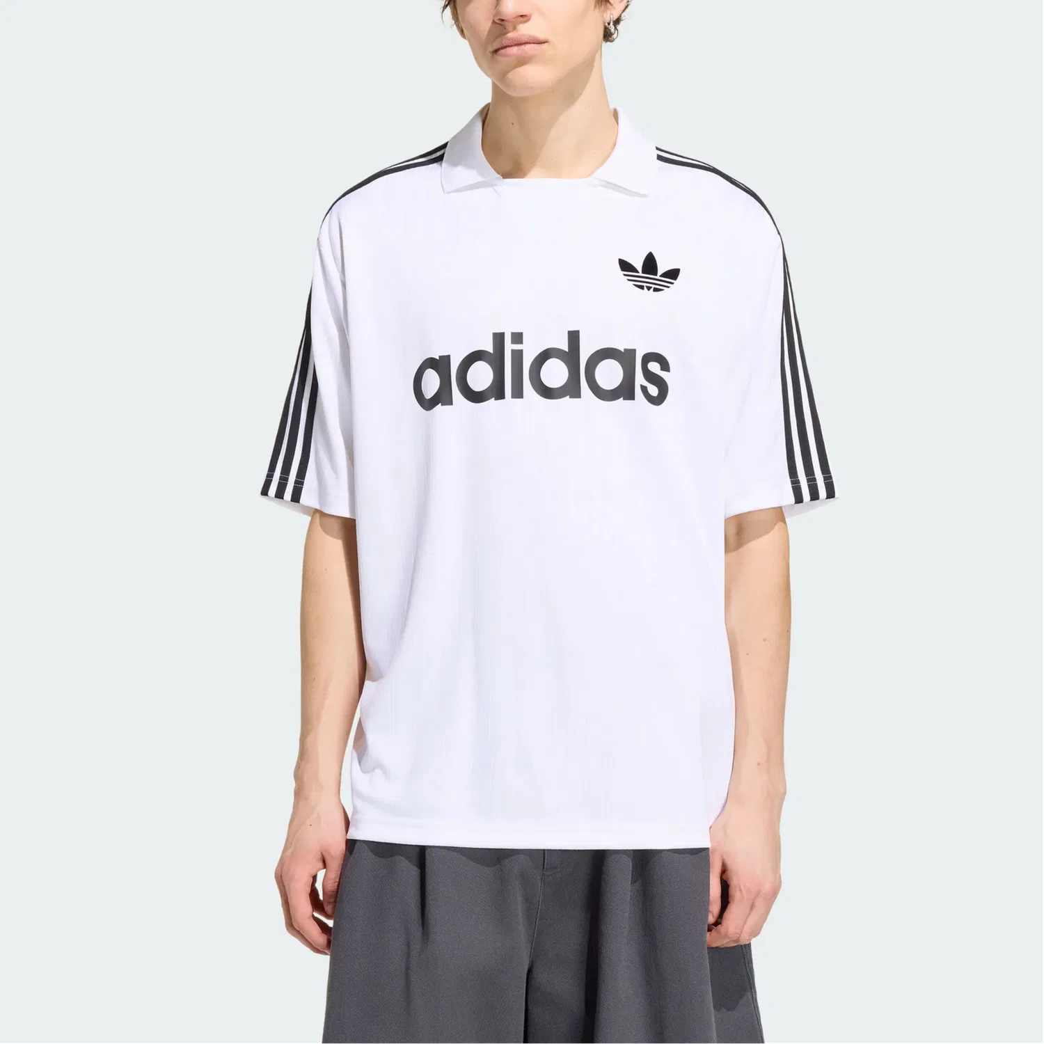 Детская футболка с отложным воротником Adidas Originals, White — фото 3