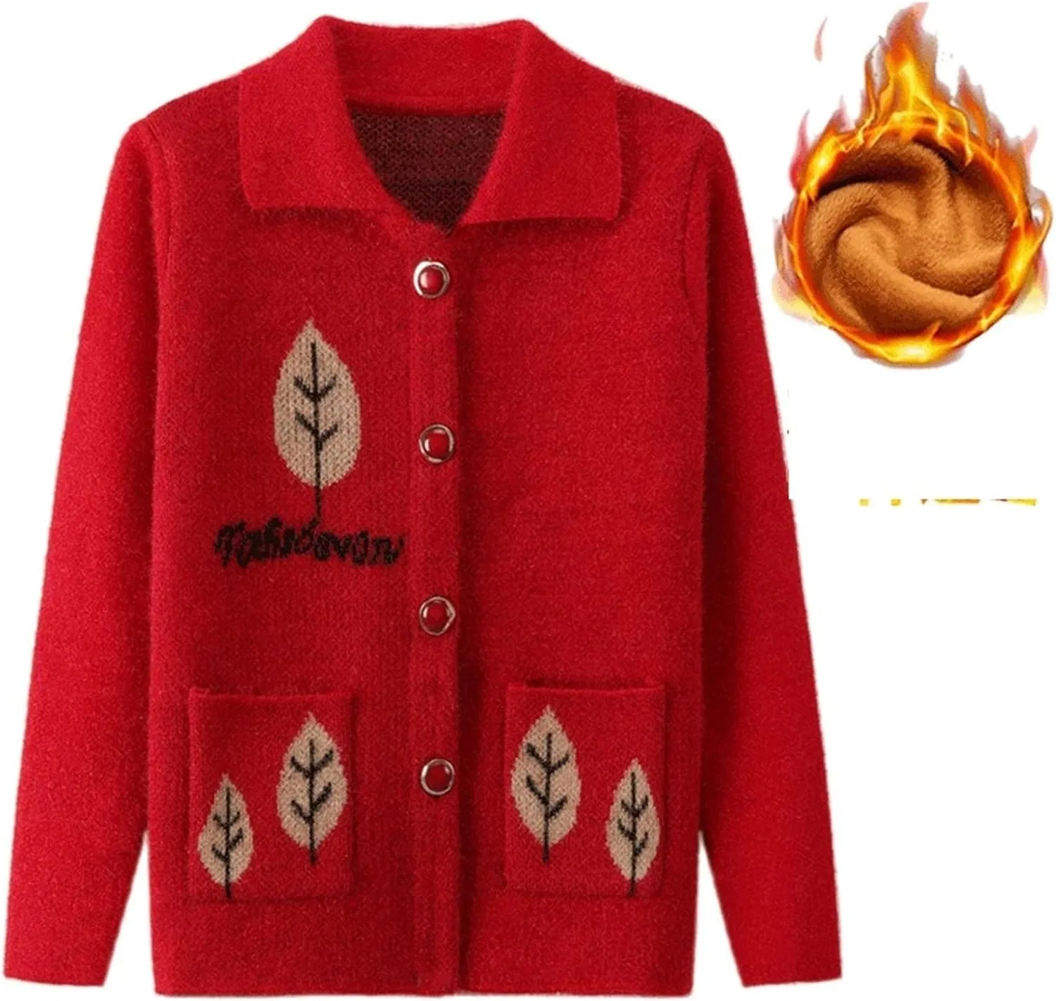 Женский кардиган с длинным рукавом, с принтом, Red Add Fleece — фото 2