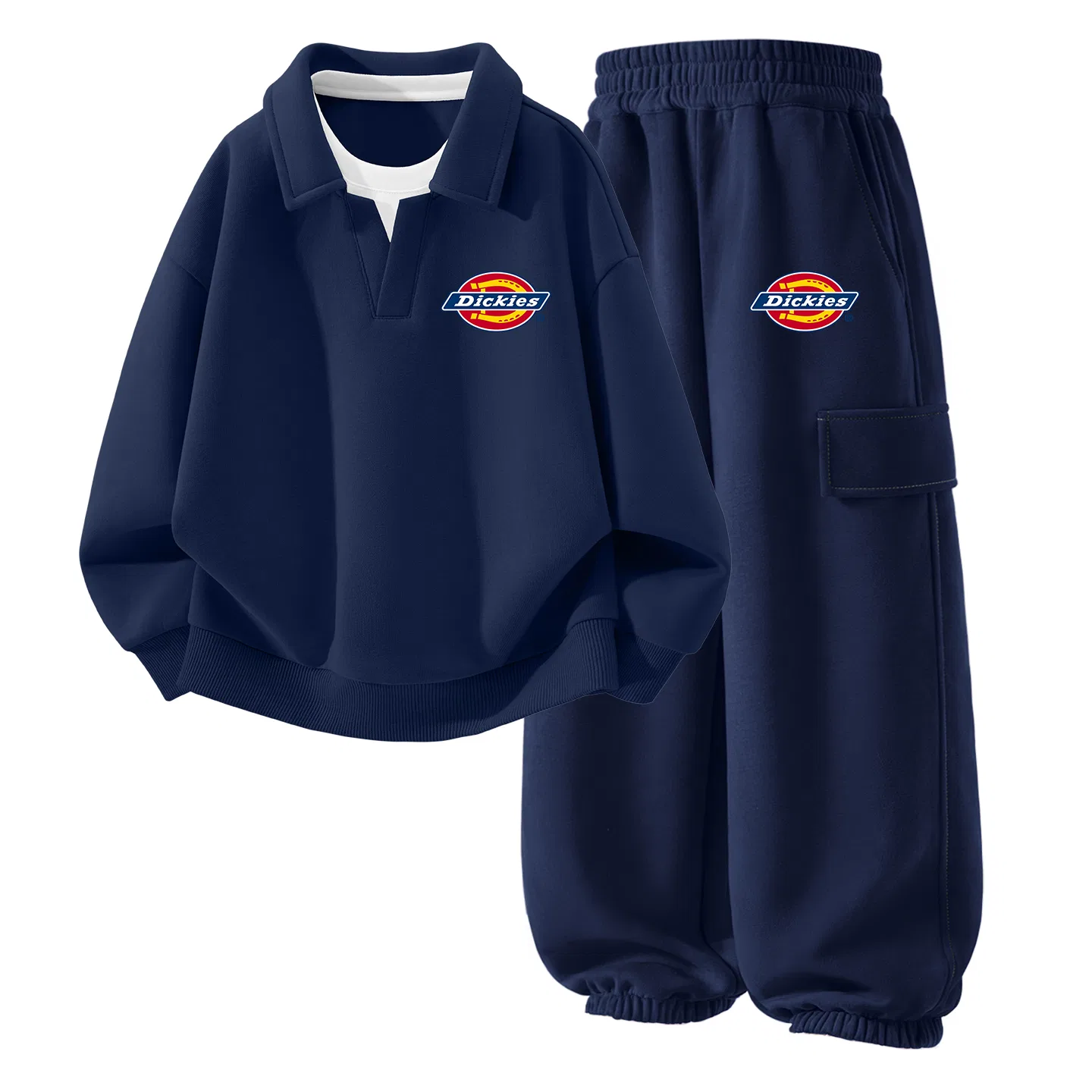 Детский спортивный комплект с воротником, Dickies, Navy Blue/Light Heather Gray — фото 3