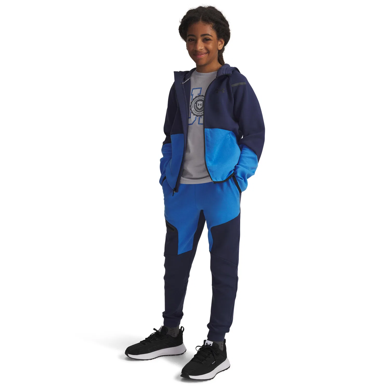 Детская флисовая куртка Unstoppable Flc FZ Under Armour, Konigsblau Navyblau — фото 4