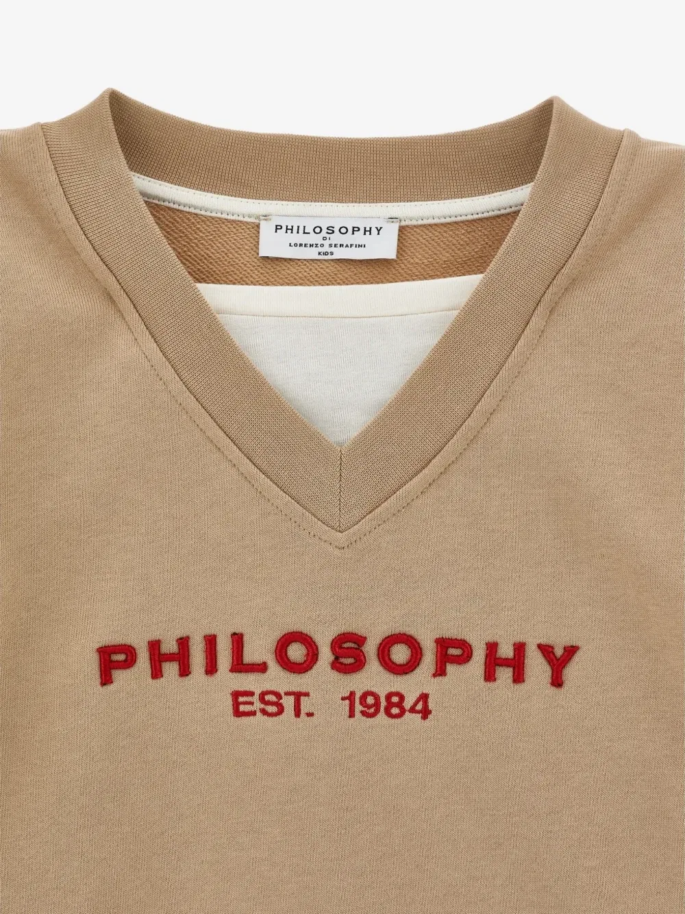 Многослойный свитер с вышитым логотипом Philosophy Di Lorenzo Serafini Kids, бежевый — фото 3