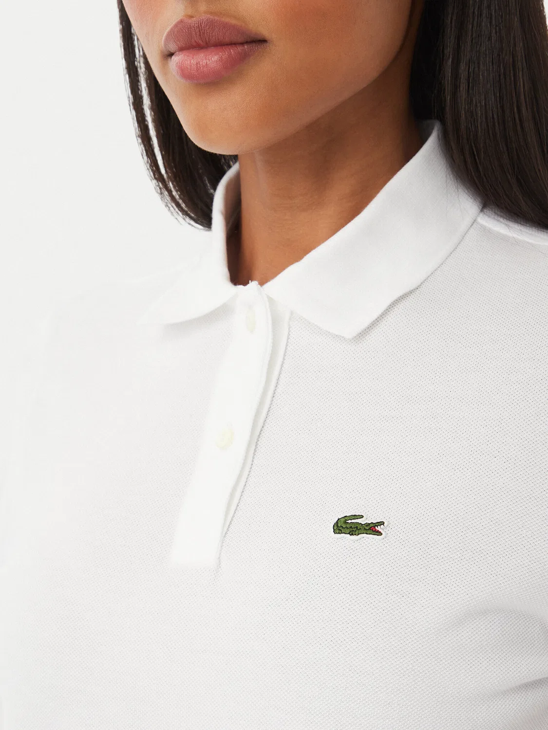 Женское поло классического кроя Lacoste, белый — фото 4
