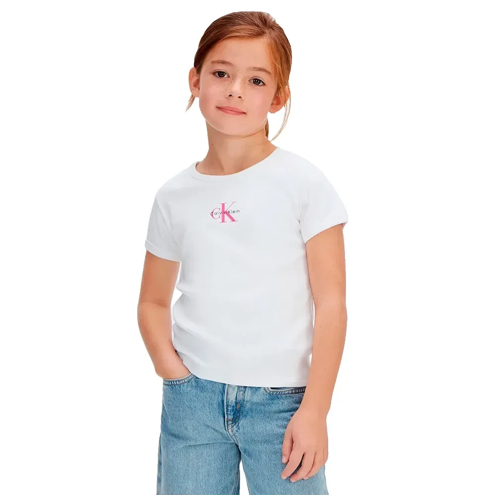 Футболка с коротким рукавом Monologo Rib Calvin Klein Jeans, белый