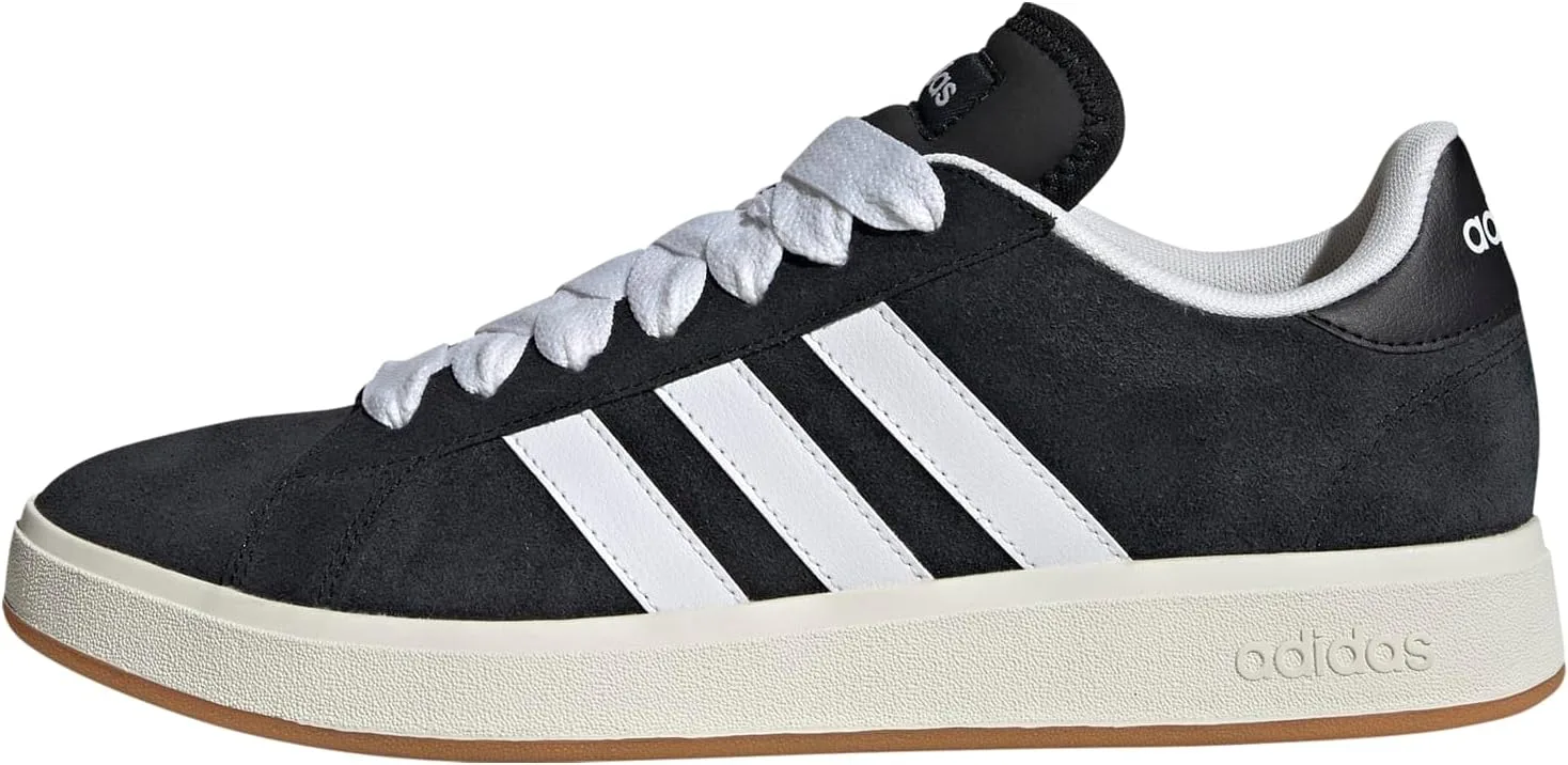 Кроссовки Adidas Unisex Grand Court Base 00s из замши и резины, модель JQ6018, белый/черный