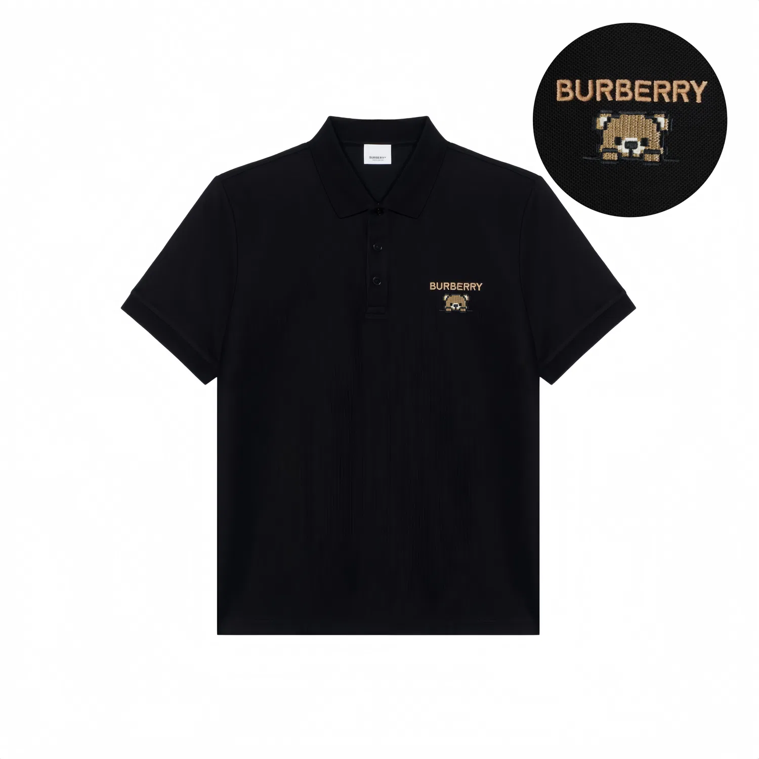 Футболка-поло с воротником и прямым кроем Black Pixel Bear Burberry, Black Pixel Bear — фото 3