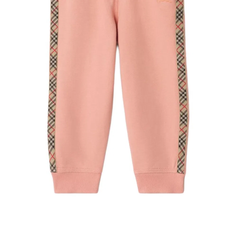 Детские трикотажные спортивные штаны с высокой посадкой Burberry, Pink — фото 4
