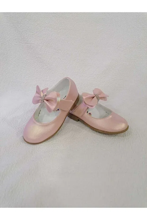 Детские балетки для девочек с бантом Özgür Kids, Pink Powder — фото 3