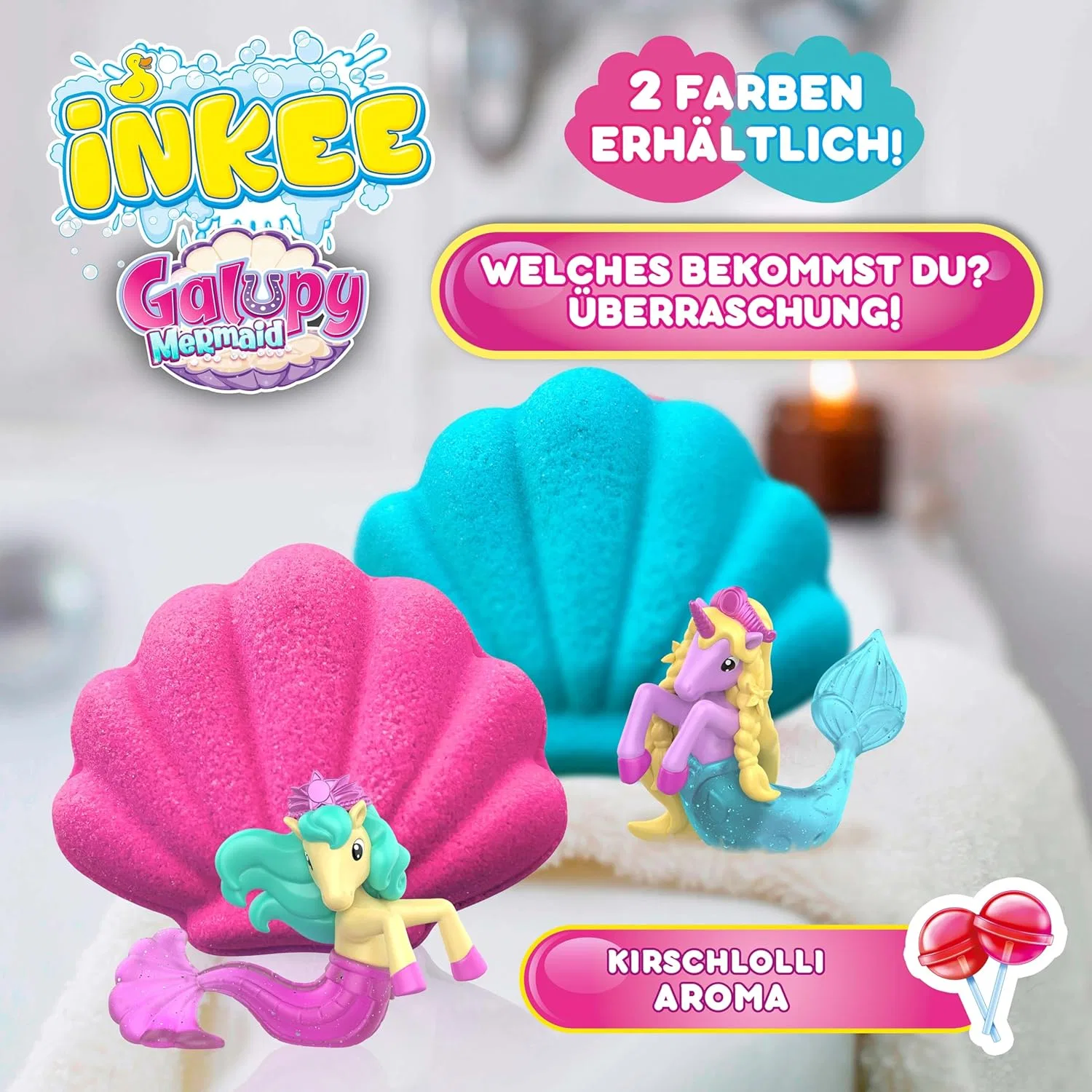 Бомбочка для ванны в форме ракушки с ароматом вишни, INKEE, 100 г, Pink and Blue — фото 2