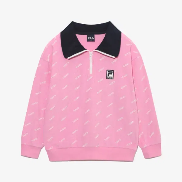 Свитшот с воротником Fila Kids, хлопковый, Terry, FILA, белый — фото 2