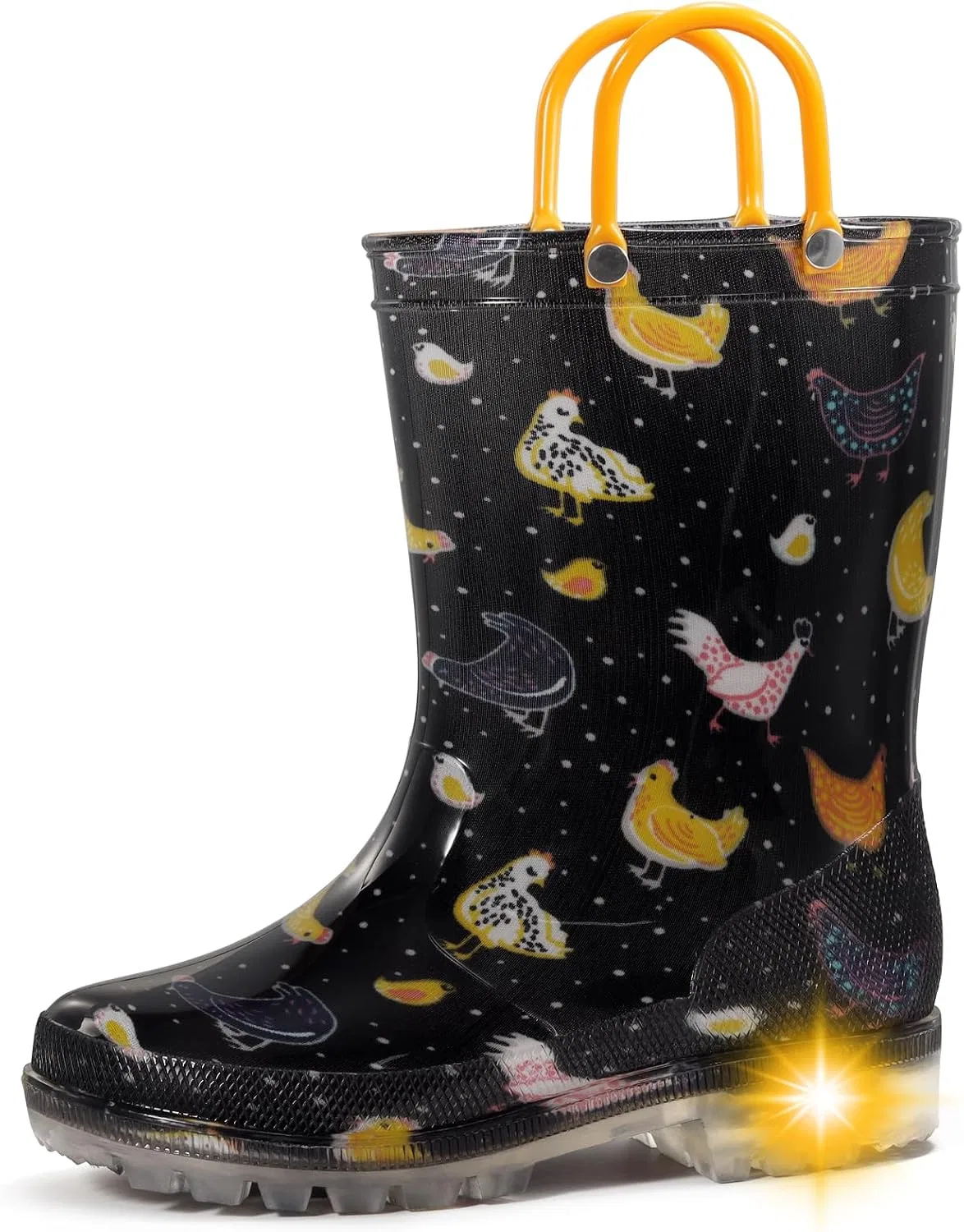 Детские сапоги дождевые с подсветкой WILLPORT, Yellow Chicken