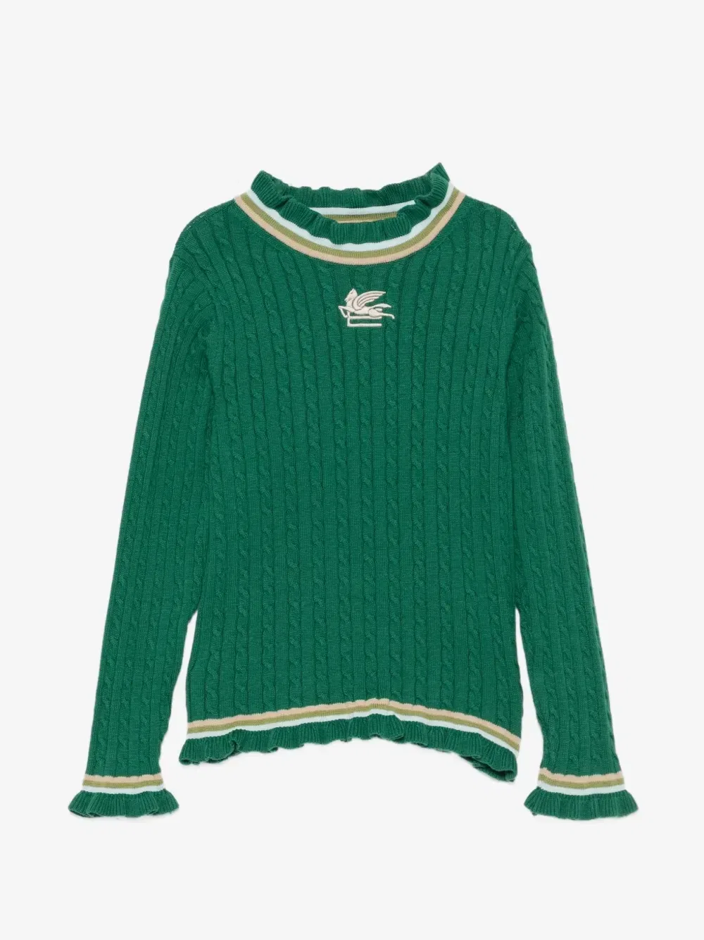 Вязаный свитер Pegaso с косами ETRO KIDS, зеленый