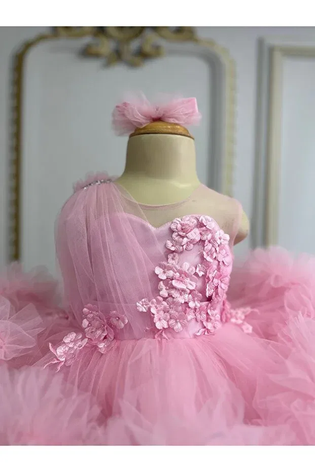 Детское платье для девочек с принтом Ilknur Karaca Design, Pink — фото 3