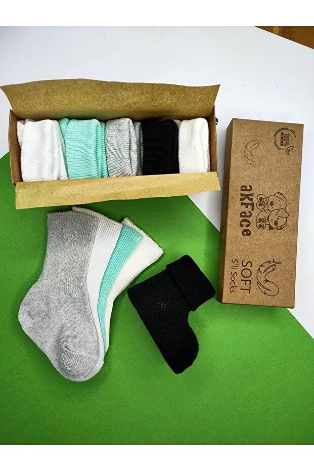 Детские носки хлопковые 5 пар Soft Akface, White Black