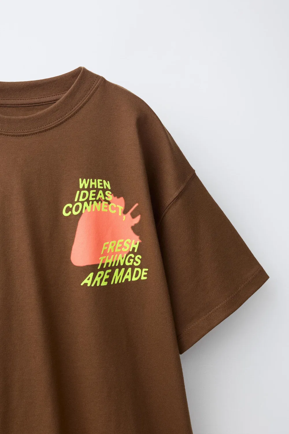 Футболка с принтом клубники ZARA, Brown — фото 3