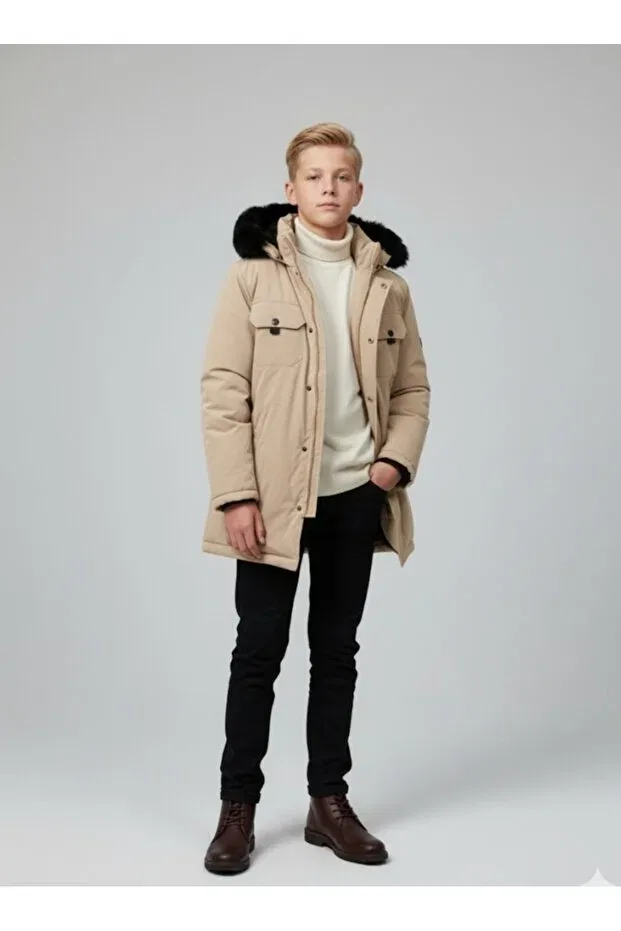 Детское пальто для девочек с капюшоном Bilen, Beige