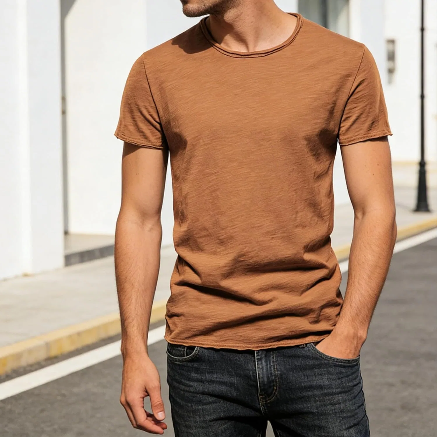 Мужская футболка с V-образным вырезом Running Shirts, Brown — фото 2