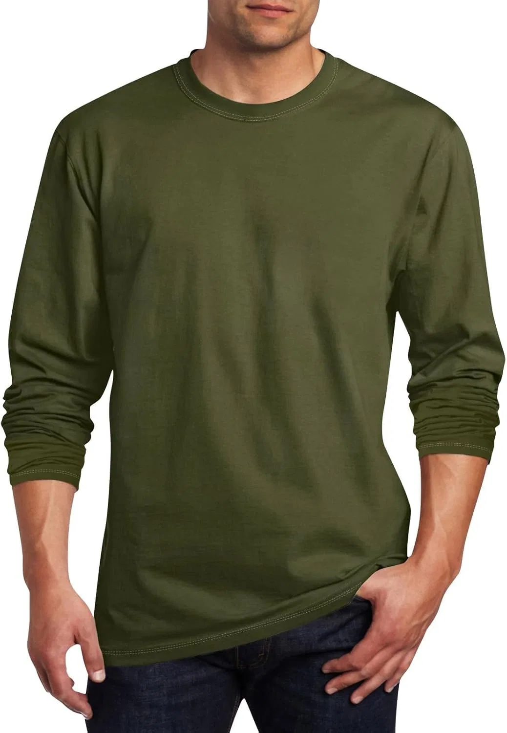 Мужская повседневная рубашка с длинным рукавом, спортивная, Army Green