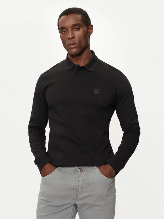 Поло slim fit Passerby Boss, черный
