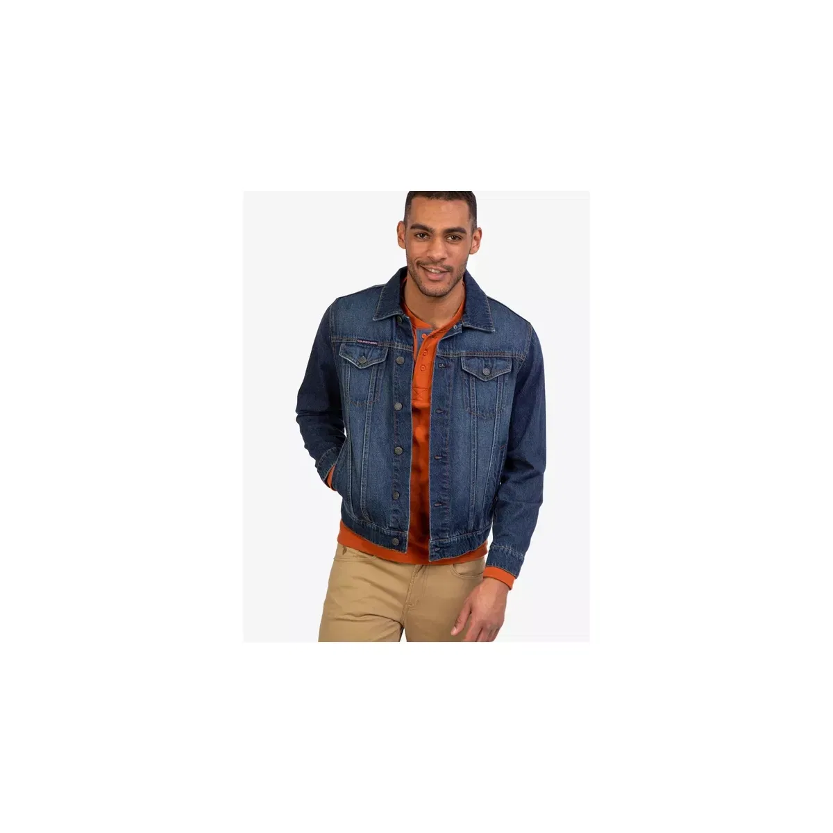 Мужская джинсовая куртка из хлопка U.S. Polo Assn., Dark Wash Denim — фото 4