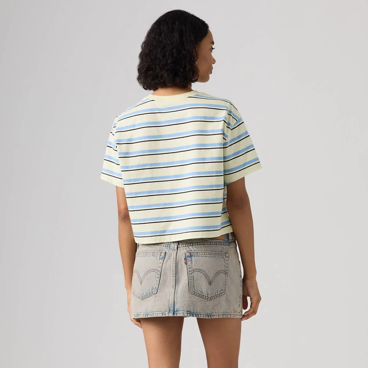 Укороченная футболка на каждый день Levi's, Ozzy Stripe Pear Sorbet - Yellow — фото 4