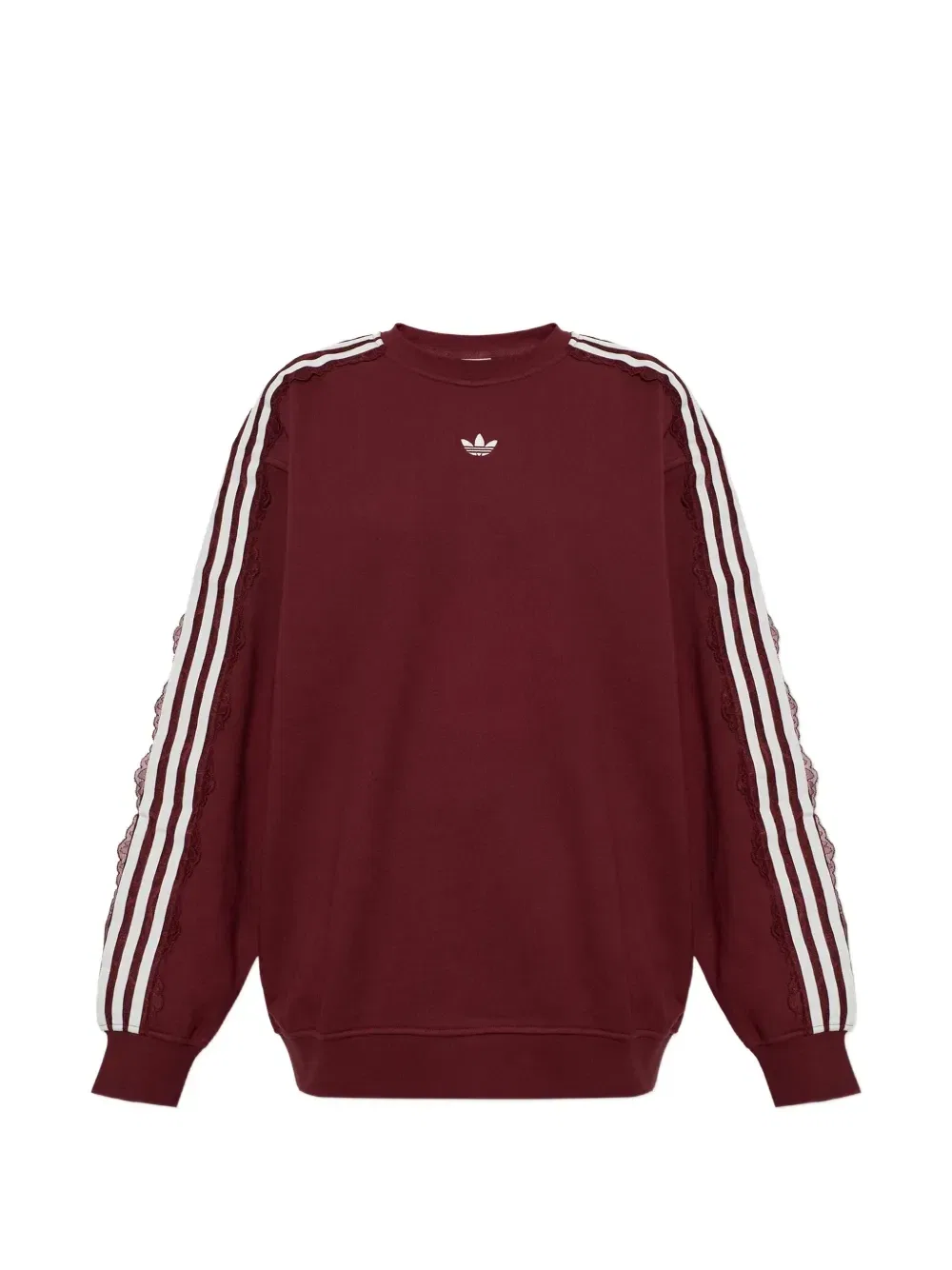 Свитшот с кружевом и 3 полосками Adidas, красный