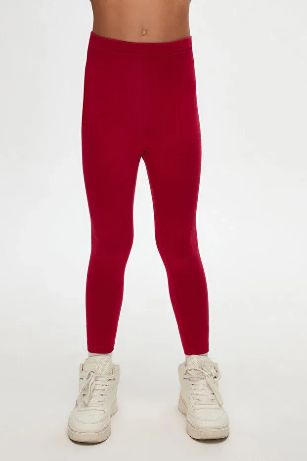 Детские леггинсы для девочек базовые Red basic girls' summer leggings Lovetti, Poppy Red — фото 2