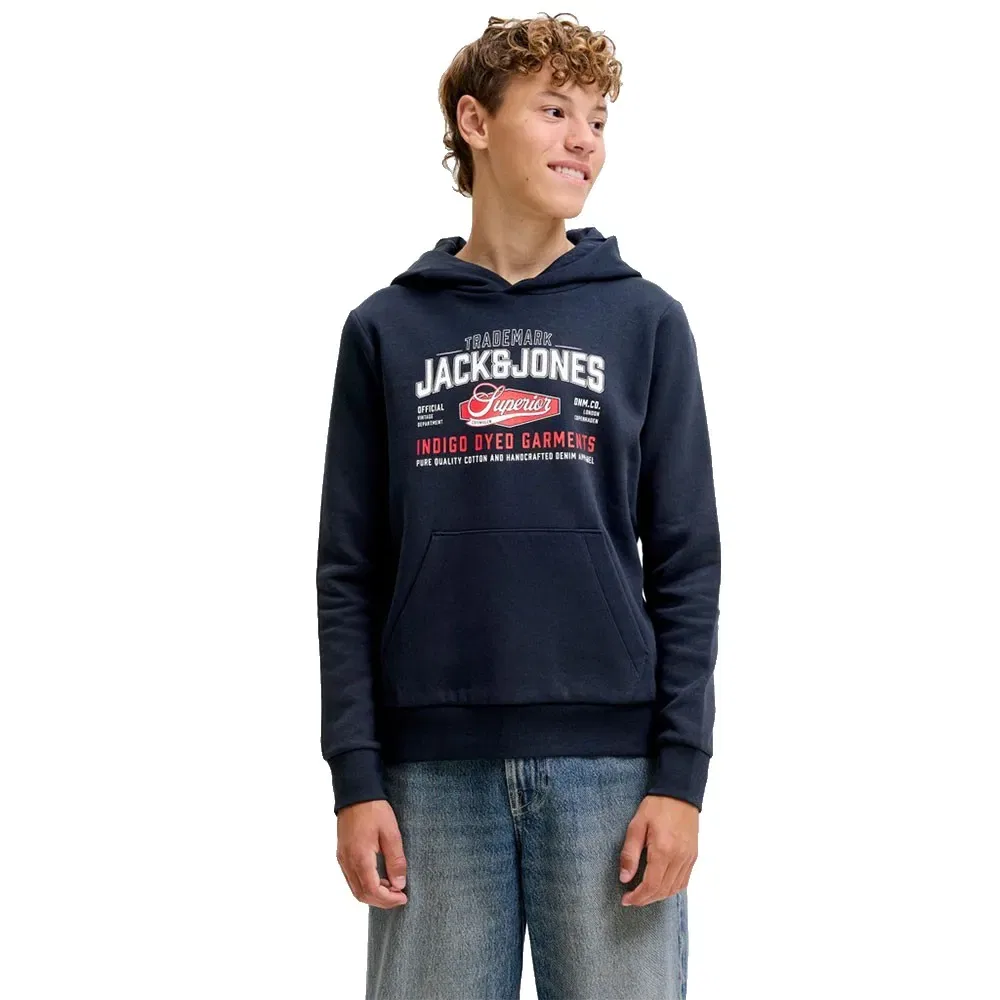 Детское худи с принтом Jack & jones Logo 2Col, Blue