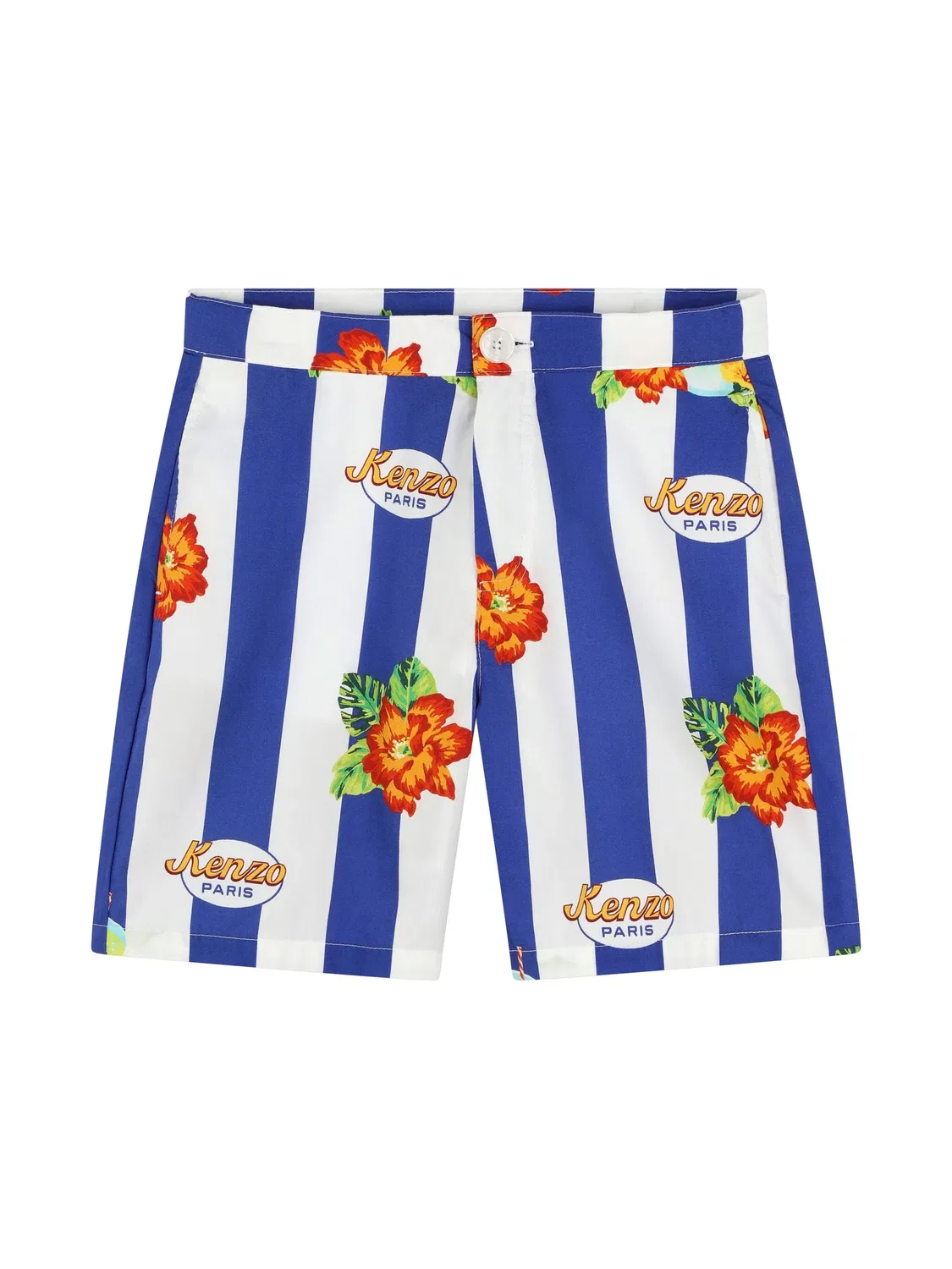 Шорты из хлопка с логотипом и полосками Kenzo, нейтральные