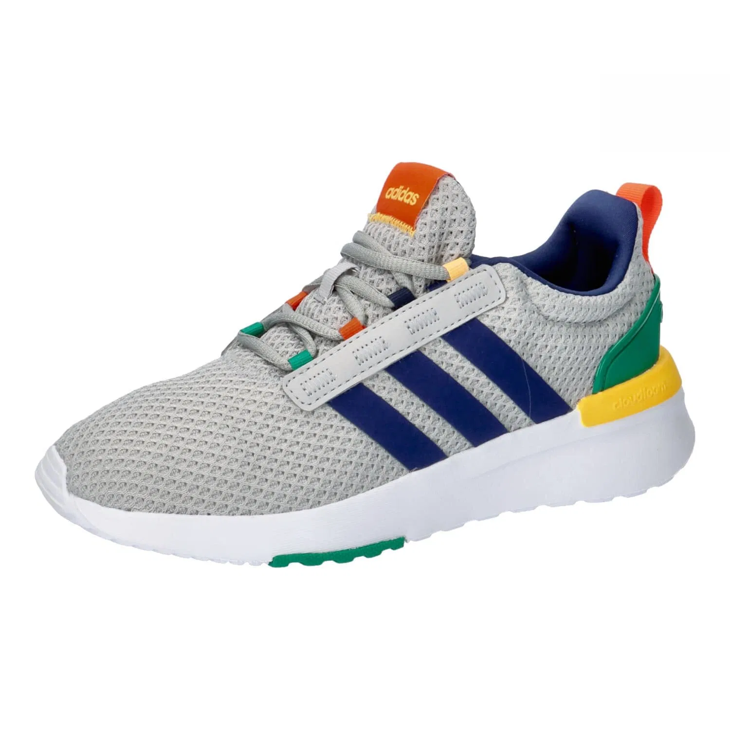 Детские кроссовки для мальчиков с шнуровкой Racer Tr21 Lifestyle Running Lace Adidas, Grey Two Dark Blue Court Green
