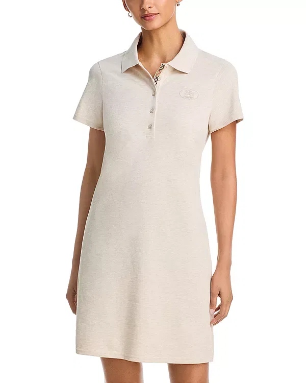 Женское платье-поло из хлопка с принтом Cotton Polo Shirt Dress Burberry, Beige Melange