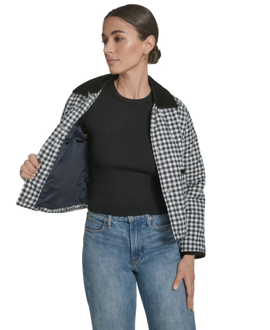 Женская куртка Diamond Quilted из легкого нейлона Levi's, Black/White Gingham — фото 4
