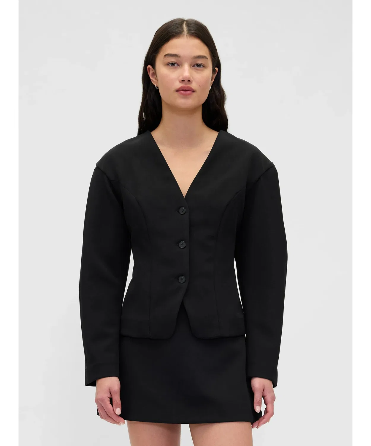 Женская куртка без воротника с принтом V-образным вырезом GAP, Black