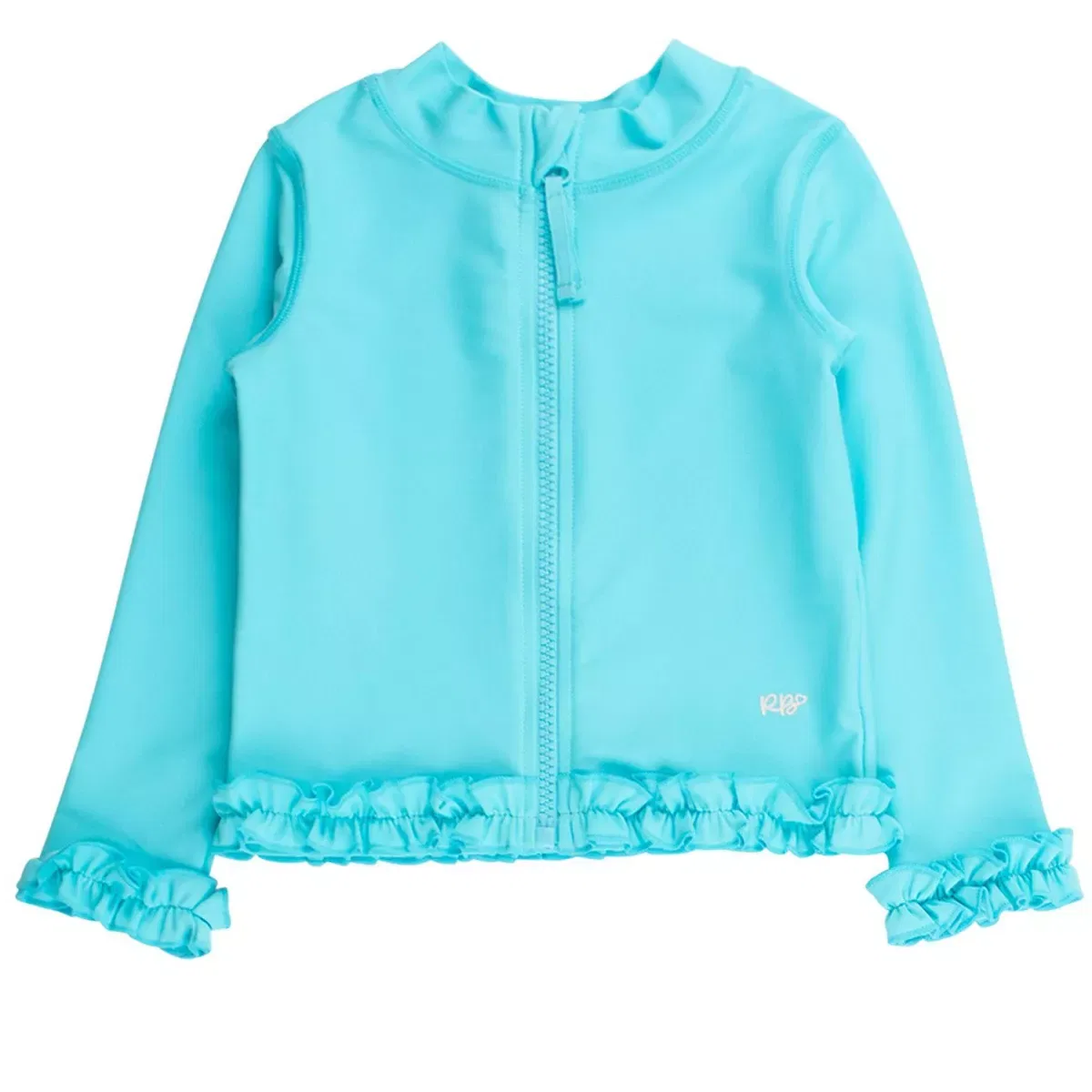 Детское платье-туника с длинным рукавом RuffleButts, Bright Aqua