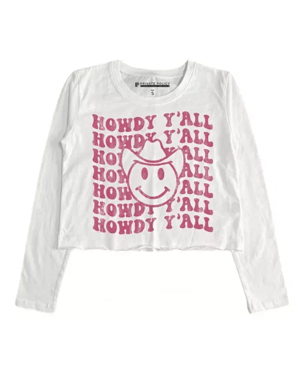 Детская футболка с длинным рукавом Howdy Yall Prince Peter Collection, белый