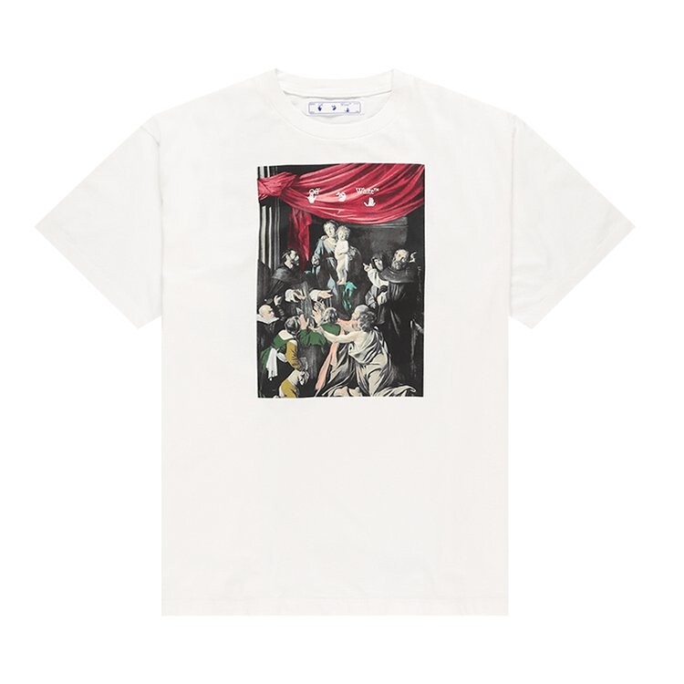 

Футболка Off-White Caravaggio Painting Short-Sleeve Over Tee 'White/Black', белый