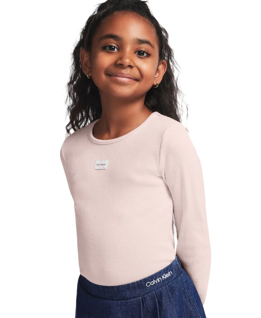 Комплект из топа с длинным рукавом и джинсовой юбки-шорт Calvin Klein, Pink/Blue — фото 4