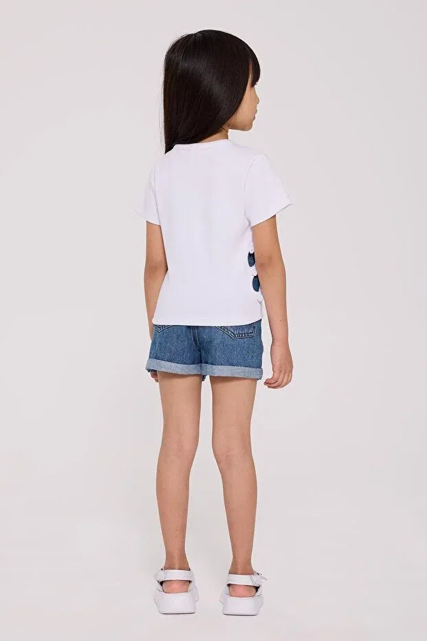 Детская футболка для девочек с коротким рукавом Tyess Basic, White — фото 4