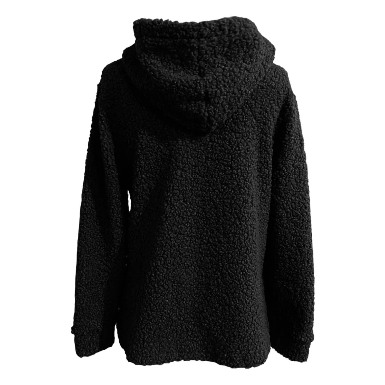 Женское пальто с длинным рукавом с капюшоном, на молнии, из мягкого флиса, Grigio — фото 3