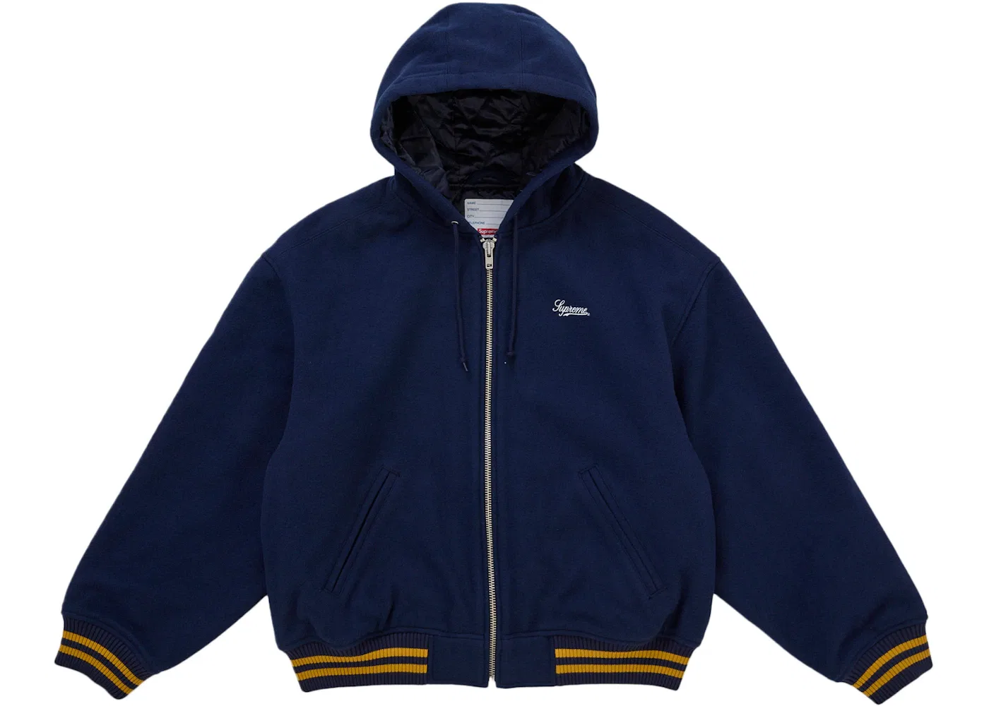 Мужская куртка-бомбер с капюшоном Larry Clark Hooded Varsity Supreme, темно-синий